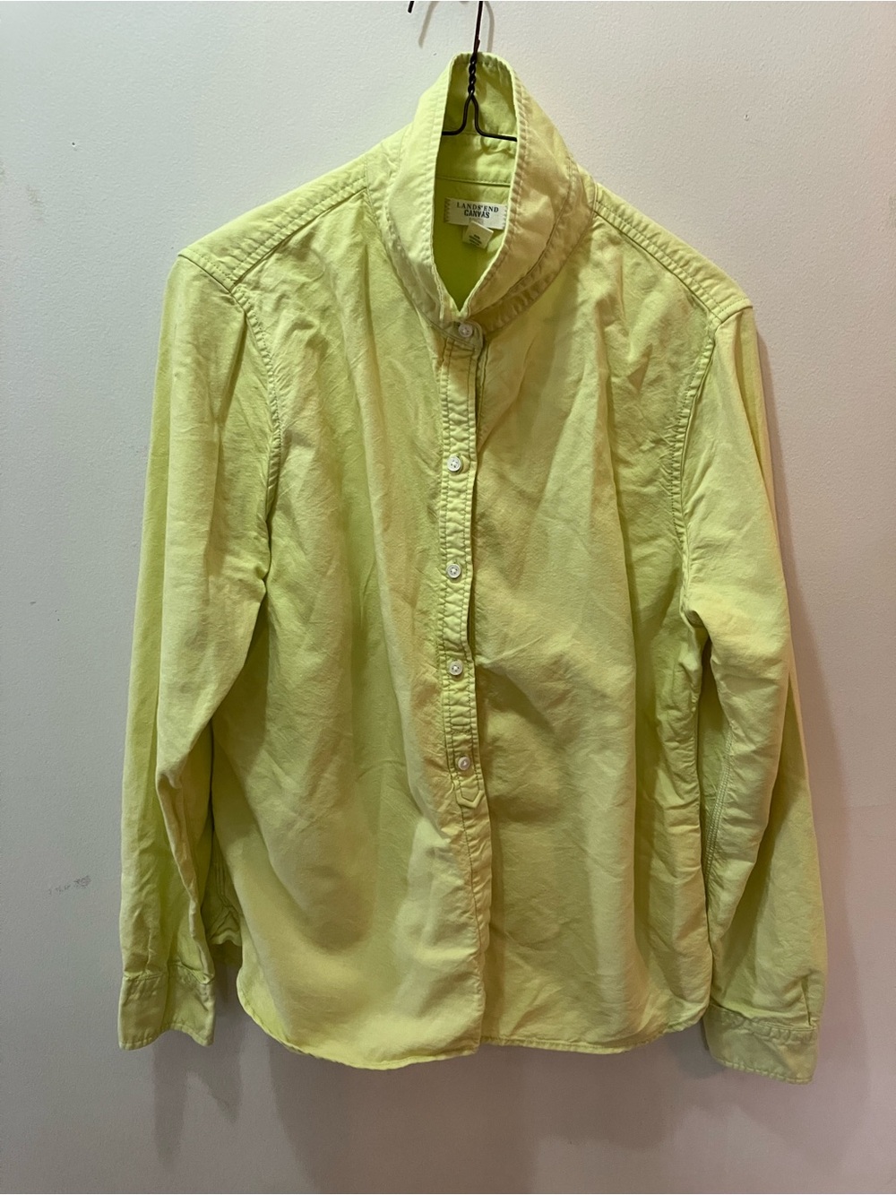 Lands' End Canvas Light Lime Green Button-Up Shirt
